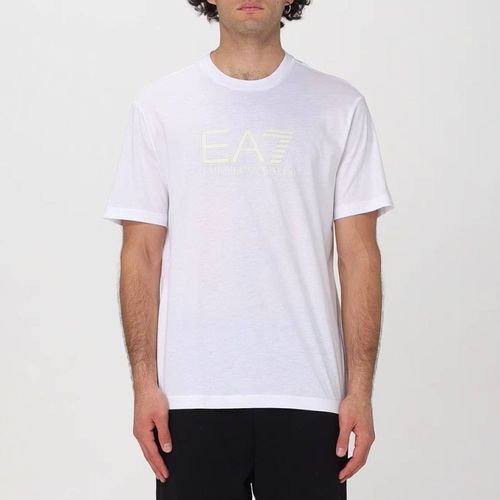 White Logo Cotton T-Shirt - EA7 Emporio Armani - Modalova