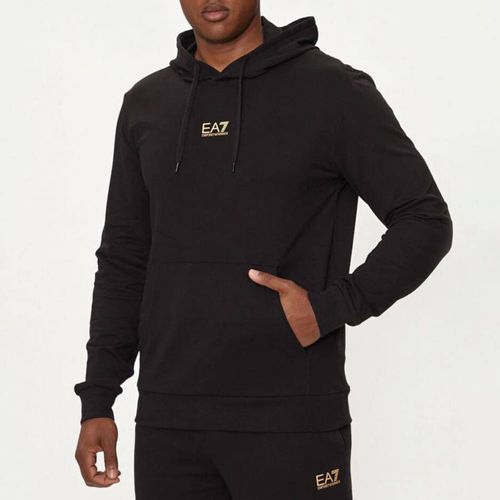 Black Logo Cotton Sweatshirt - EA7 Emporio Armani - Modalova