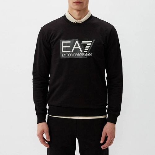 Black Crew Neck Cototn Sweatshirt - EA7 Emporio Armani - Modalova