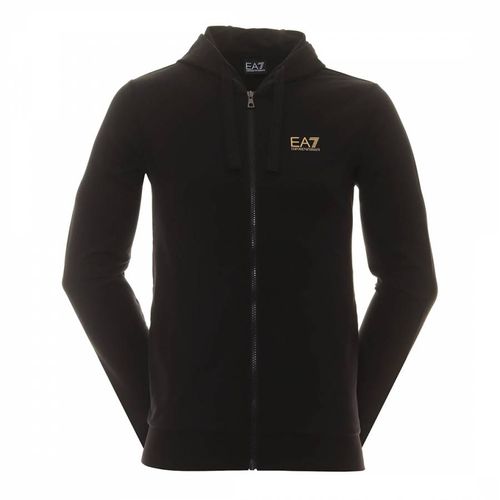 Black Zip Up Cotton Sweatshirt - EA7 Emporio Armani - Modalova