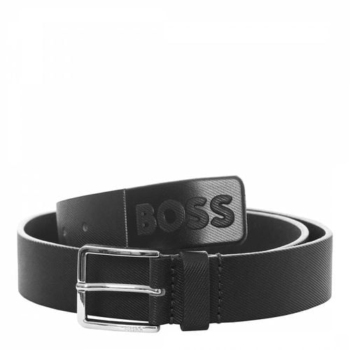 Black Embossed Leather Belt - BOSS - Modalova