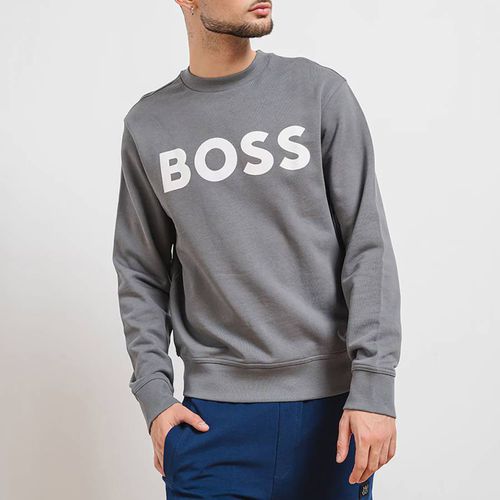 Grey Crew Neck Cotton Sweatshirt - BOSS - Modalova