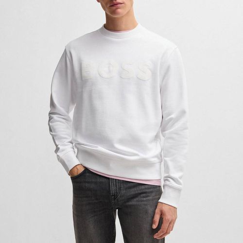 White Crew Neck Cotton Sweatshirt - BOSS - Modalova