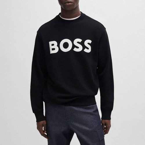 Black Crew Neck Cotton Sweatshirt - BOSS - Modalova