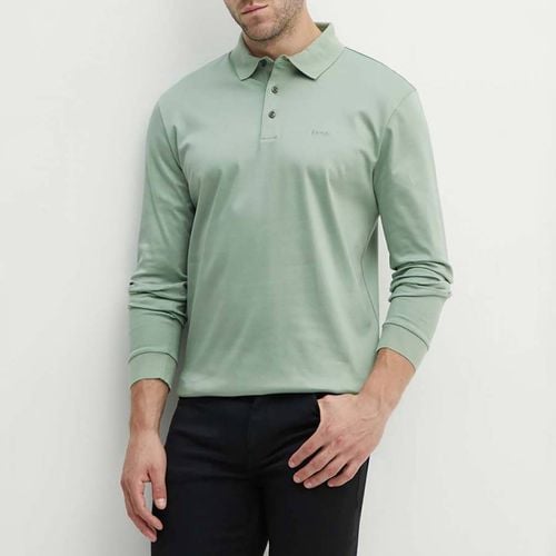 Sage Green Long Cotton Polo Shirt - BOSS - Modalova