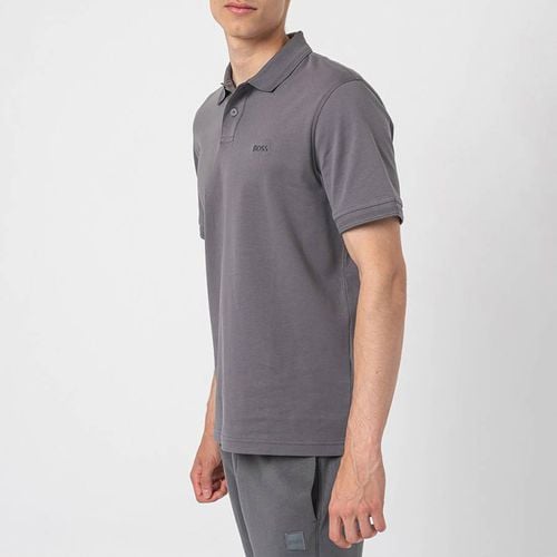 Grey Embroidered Cotton Polo Shirt - BOSS - Modalova