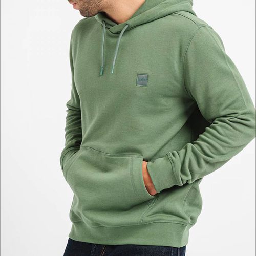 Green Logo Cotton Hoodie - BOSS - Modalova