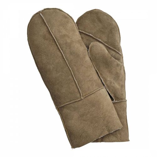 Tan Shearling Suede Mittens - Shearling Boutique - Modalova