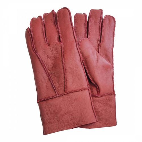 Unisex Red Shearling Leather Gloves - Shearling Boutique - Modalova