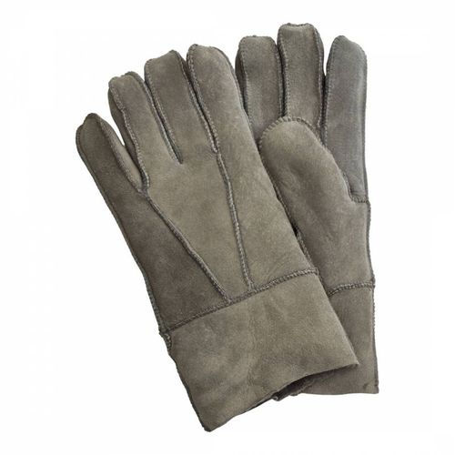 Unisex Grey Shearling Suede Gloves - Shearling Boutique - Modalova