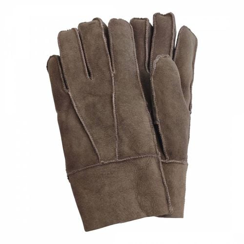 Unisex Brown Shearling Suede Gloves - Shearling Boutique - Modalova