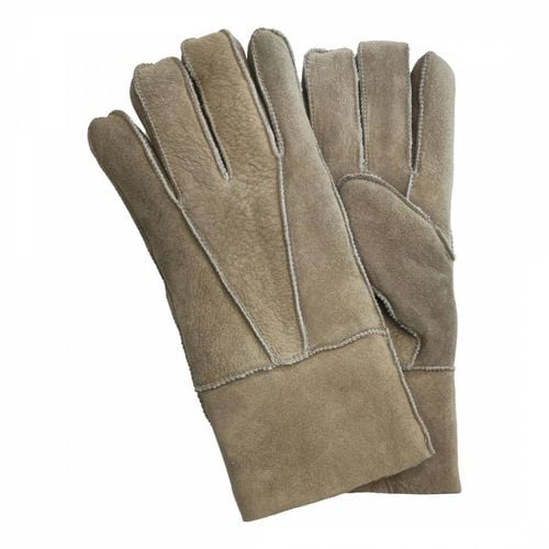 Unisex Stone Shearling Suede Gloves - Shearling Boutique - Modalova