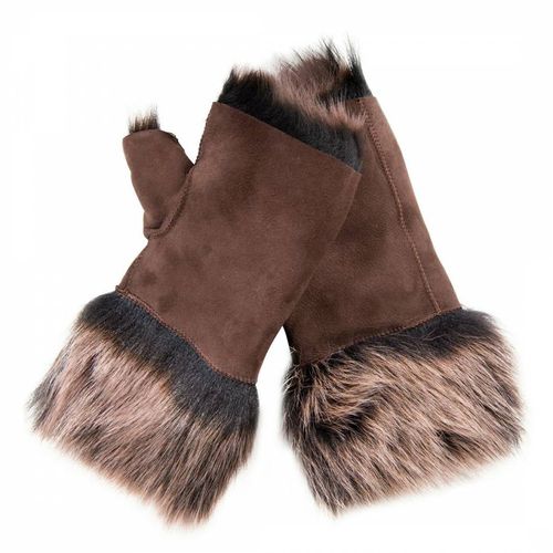 Beige Shearling Fur Mittens - Shearling Boutique - Modalova