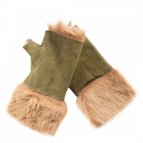 Olive Green Shearling Mittens - Shearling Boutique - Modalova