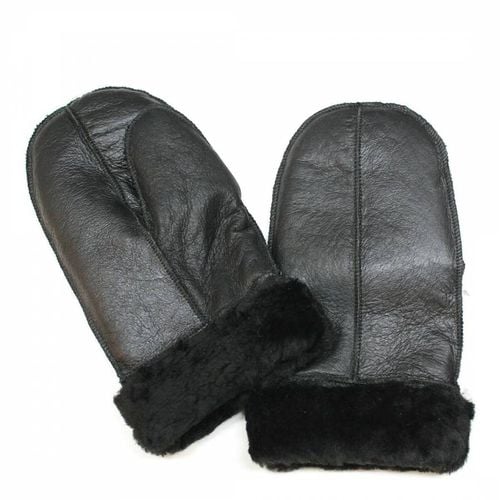 Unisex Black Shearling Mittens - Shearling Boutique - Modalova