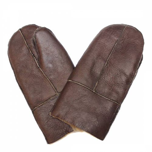 Unisex Brown Shearling Mittens - Shearling Boutique - Modalova