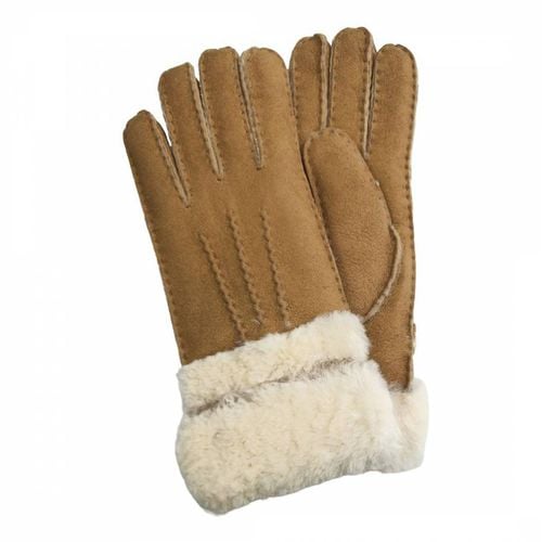 Tan Shearling Suede Gloves - Shearling Boutique - Modalova