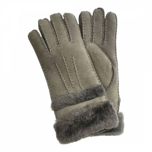 Grey Shearling Suede Gloves - Shearling Boutique - Modalova