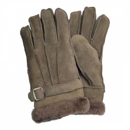 Mens Luxury Shearling Suede Leather Gloves - Shearling Boutique - Modalova