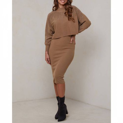 Camel Sequin Cashmere Blend Dress - SOFT CASHMERE - Modalova