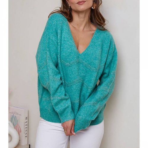 Teal Chevron Cashmere Blend Jumper - SOFT CASHMERE - Modalova