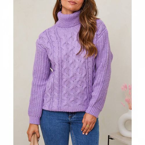 Lilac Cashmere Blend Cable Jumper - SOFT CASHMERE - Modalova