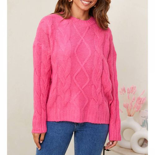 Pink Cashmere Blend Cable Jumper - SOFT CASHMERE - Modalova