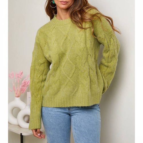 Green Cashmere Blend Cable Jumper - SOFT CASHMERE - Modalova