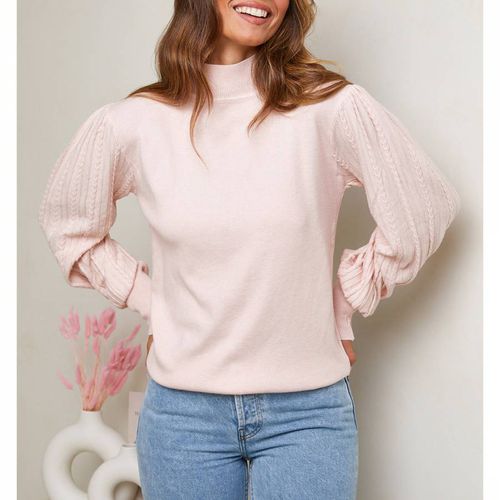 Pale Cashmere Blend Cable Sleeve Jumper - SOFT CASHMERE - Modalova