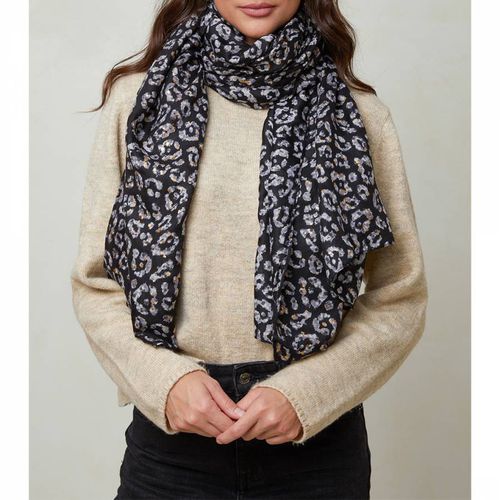 Black Leopard Print Scarf - SOFT CASHMERE - Modalova