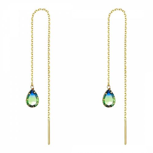 K Green Tear Drop Chain Earrings - Liv Oliver - Modalova