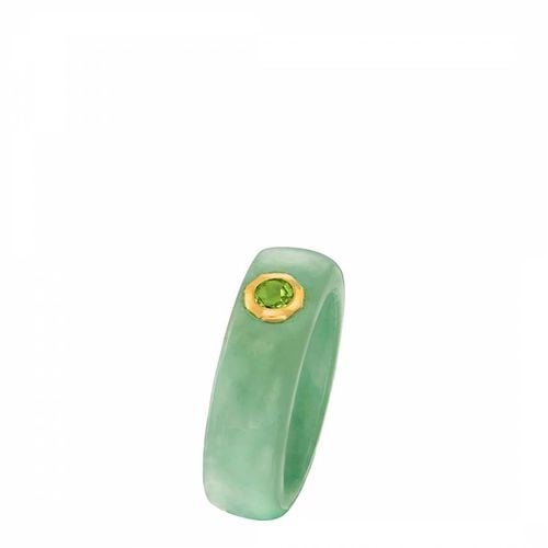 K Solid Gold Jade Gemstone Ring - Liv Oliver - Modalova