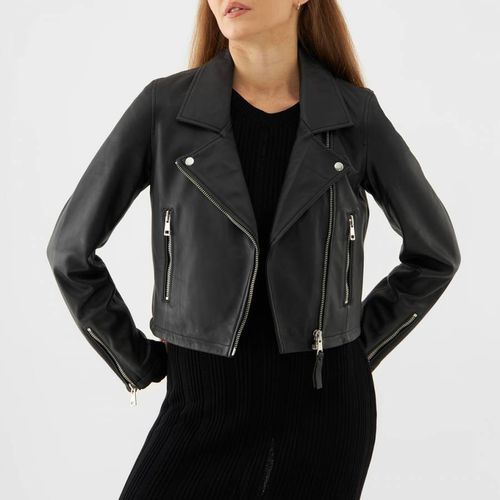 Black Minimal Racer Leather Jacket - Bolongaro Trevor - Modalova