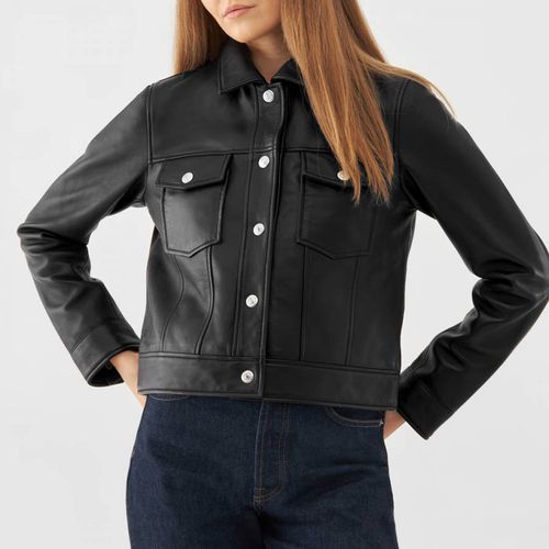 Black Leather Trucker Jacket - Bolongaro Trevor - Modalova