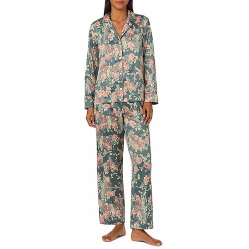 Blue Floral Satin Notch Collar Pyjama Set - Lauren Ralph Lauren - Modalova