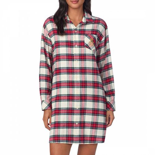 Red Brushed Herringbone Twill Notch Collar Sleepshirt - Lauren Ralph Lauren - Modalova