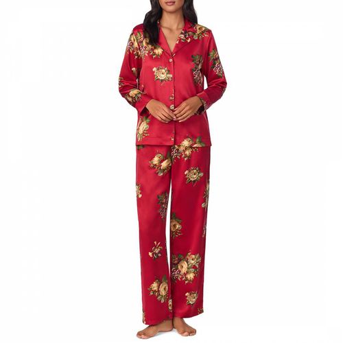 Red Satin Notch Collar Pyjama Set - Lauren Ralph Lauren - Modalova