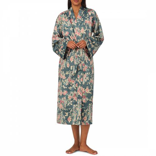 Blue Floral Satin Long Kimono Robe - Lauren Ralph Lauren - Modalova