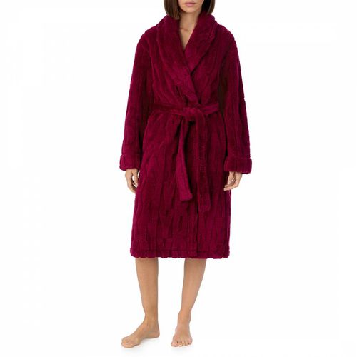 Red Plush Signature Mid Length Robe - DKNY - Modalova