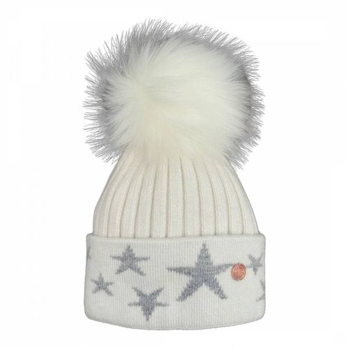 Adult and White Stars Single Pom Cashmere Hat - Look Like Cool - Modalova