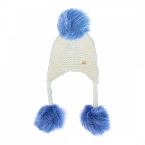 Kids Triple Pom Hat with Blue Poms - Look Like Cool - Modalova