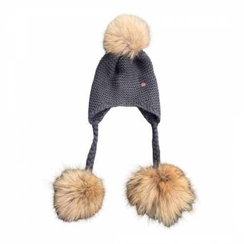 Kids Cobalt Grey Triple Pom Pom Hat - Look Like Cool - Modalova