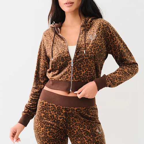 Brown Leopard Velour Zip Up Hoodie - True Religion - Modalova