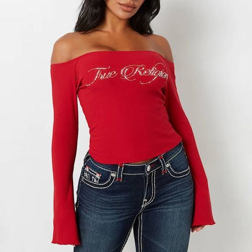 Red Off The Shoulder Rib Top - True Religion - Modalova