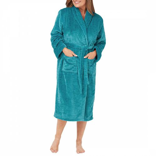 Teal Embossed Wrap Over Robe - Indigo Sky - Modalova