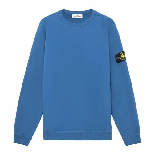 Blue Ribbed Cotton Sweatshirt - Stone Island - Modalova