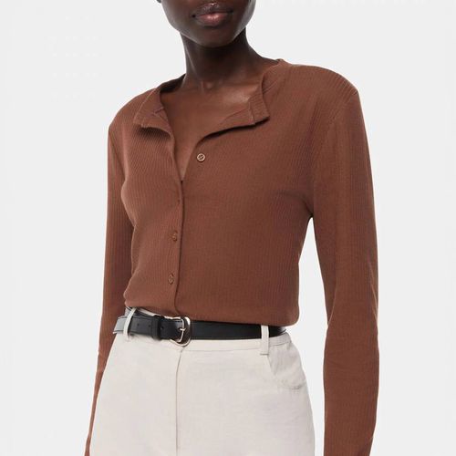 Brown Ribbed Jersey Top - WHISTLES - Modalova