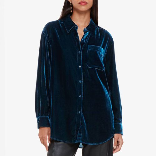 Teal Velvet Oversized Shirt - WHISTLES - Modalova