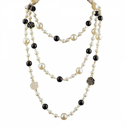 K Black & White Pearl Onyx Necklace - Chloe Collection by Liv Oliver - Modalova