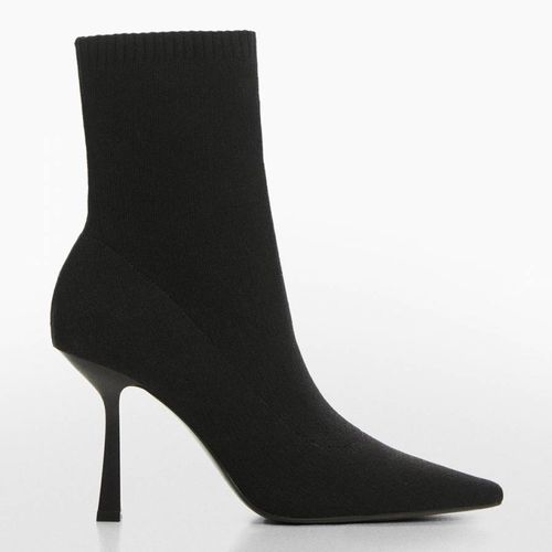 Black Heeled Sock Ankle Boots - Mango - Modalova